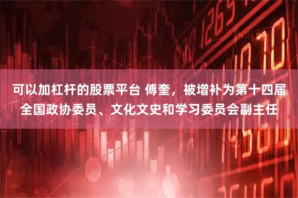 可以加杠杆的股票平台 傅奎，被增补为第十四届全国政协委员、文化文史和学习委员会副主任